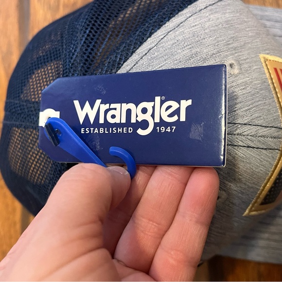 Wrangler hat men’s adult one size USA flag patch gray blue SnapBack mesh America - Picture 7 of 8